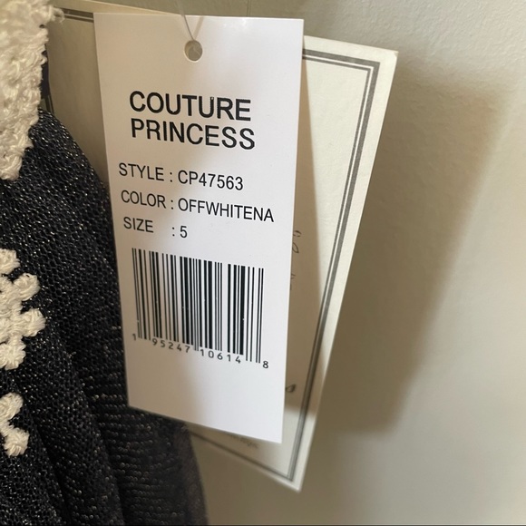 NWT Couture Princess White Satin and Blue Sparkle Formal Party Dress Sz: Girls 5 - Picture 6 of 12